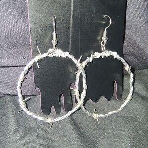 Handmade Barbed Wire Silver Hoop Earrings
